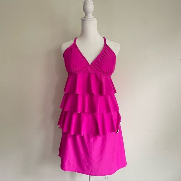 Catalina NWT Hot Pink Two Piece Tiered Swimsuit Women’s Size L (12-14) - Picture 1 of 8